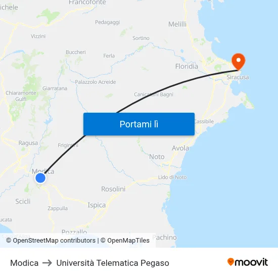 Modica to Università Telematica Pegaso map