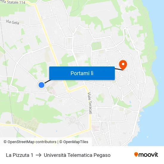La Pizzuta 1 to Università Telematica Pegaso map