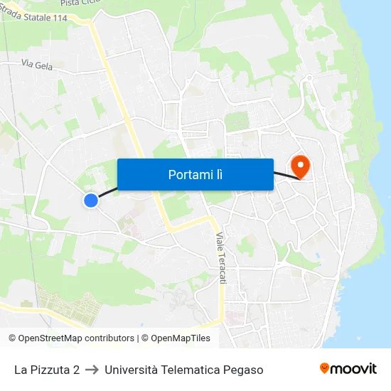 La Pizzuta 2 to Università Telematica Pegaso map