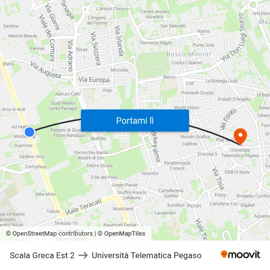 Scala Greca Est 2 to Università Telematica Pegaso map