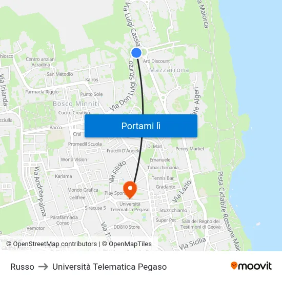 Russo to Università Telematica Pegaso map