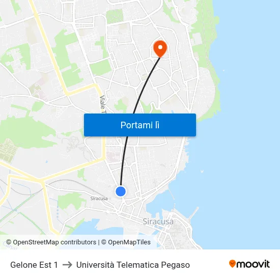 Gelone Est 1 to Università Telematica Pegaso map