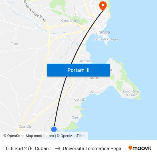 Lidi Sud 2 (El Cubano) to Università Telematica Pegaso map