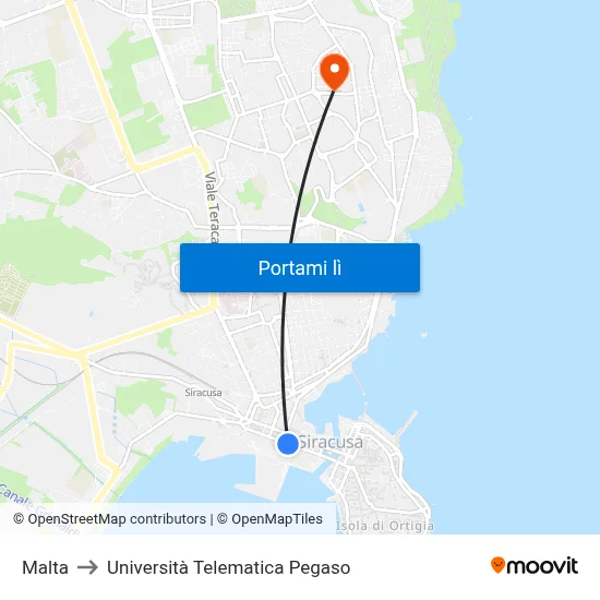 Malta to Università Telematica Pegaso map