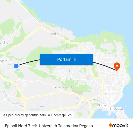 Epipoli Nord 7 to Università Telematica Pegaso map