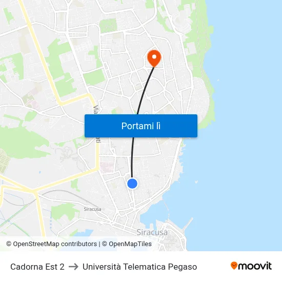 Cadorna Est 2 to Università Telematica Pegaso map