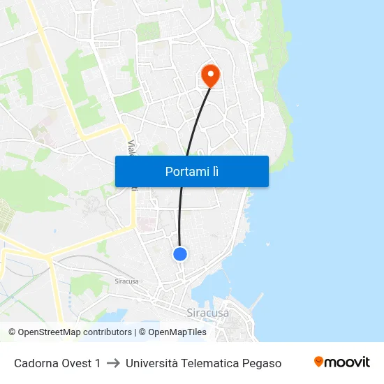 Cadorna Ovest 1 to Università Telematica Pegaso map