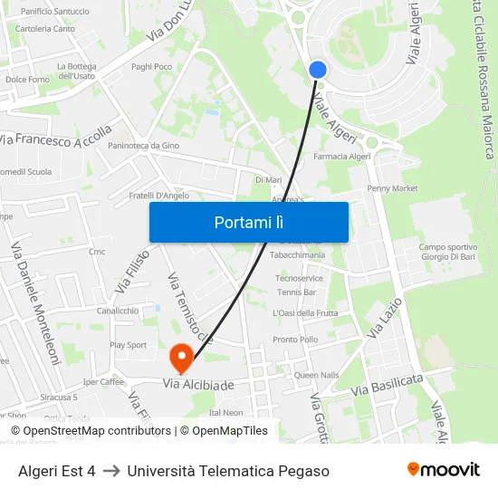 Algeri Est 4 to Università Telematica Pegaso map