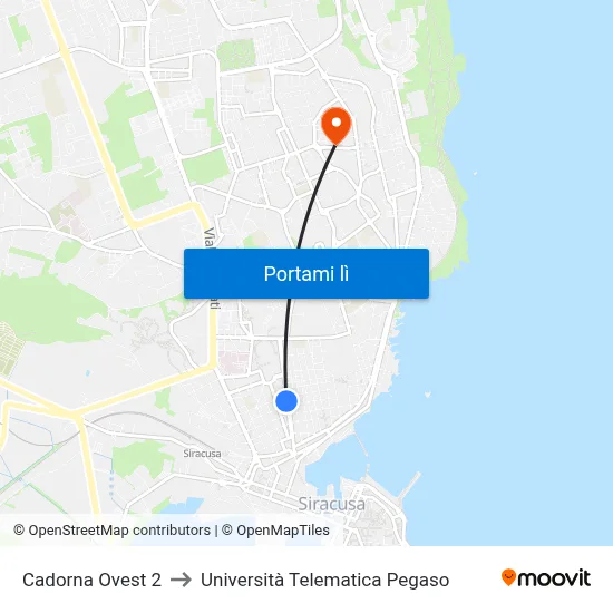 Cadorna Ovest 2 to Università Telematica Pegaso map