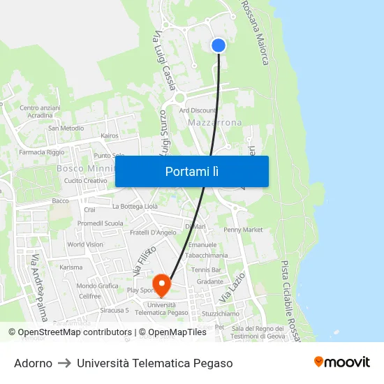 Adorno to Università Telematica Pegaso map