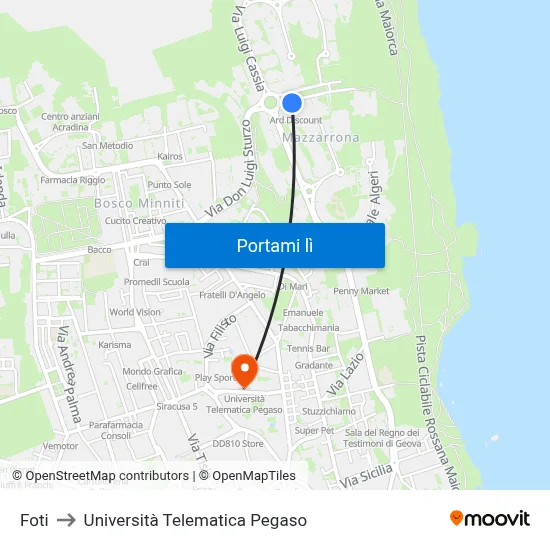 Foti to Università Telematica Pegaso map