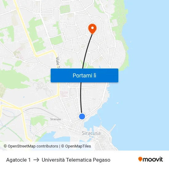 Agatocle 1 to Università Telematica Pegaso map