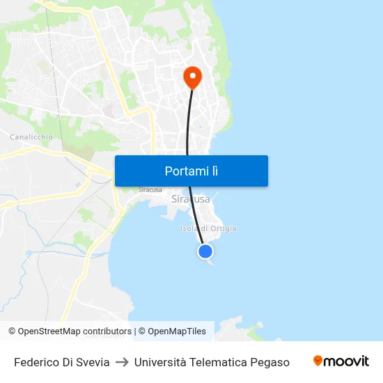 Federico Di Svevia to Università Telematica Pegaso map