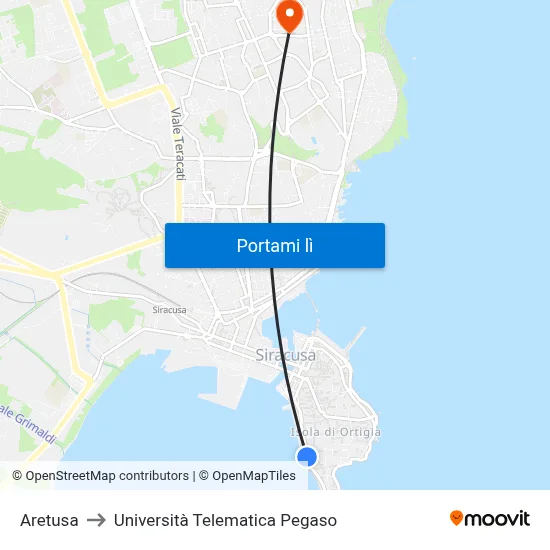 Aretusa to Università Telematica Pegaso map