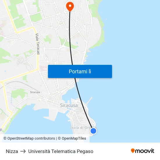 Nizza to Università Telematica Pegaso map