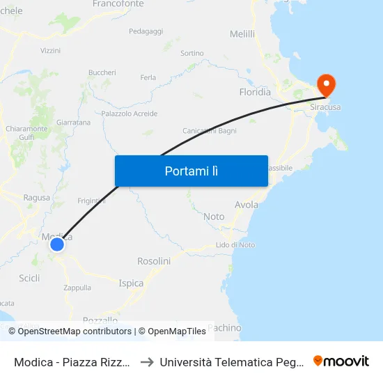 Modica - Piazza Rizzone to Università Telematica Pegaso map
