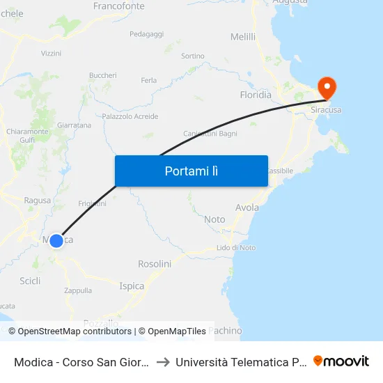 Modica - Corso San Giorgio, 19 to Università Telematica Pegaso map
