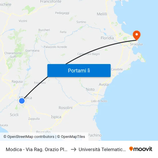 Modica - Via Rag. Orazio Pluchino, 162 to Università Telematica Pegaso map