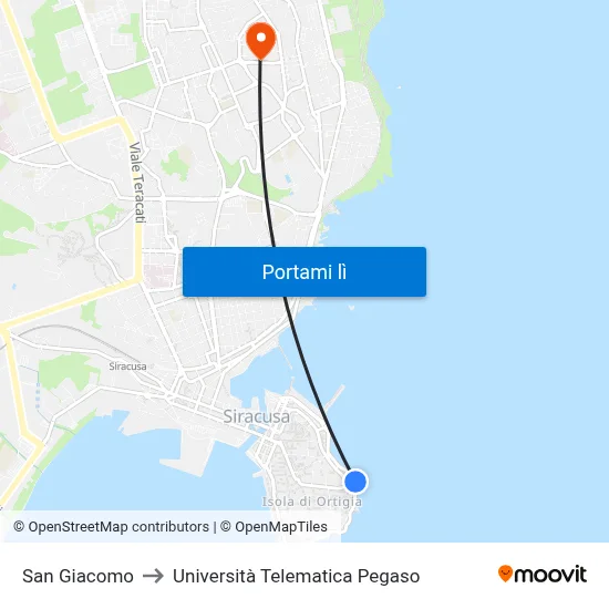 San Giacomo to Università Telematica Pegaso map