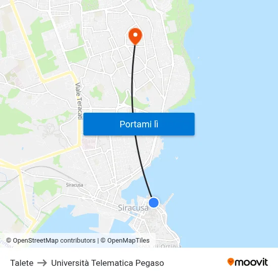 Talete to Università Telematica Pegaso map