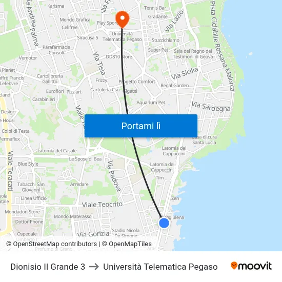 Dionisio Il Grande 3 to Università Telematica Pegaso map