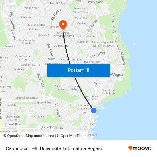 Cappuccini to Università Telematica Pegaso map