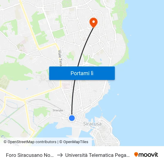 Foro Siracusano Nord to Università Telematica Pegaso map