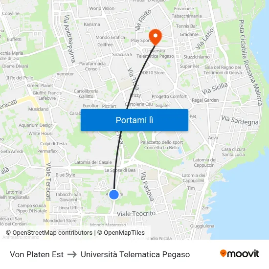 Von Platen Est to Università Telematica Pegaso map