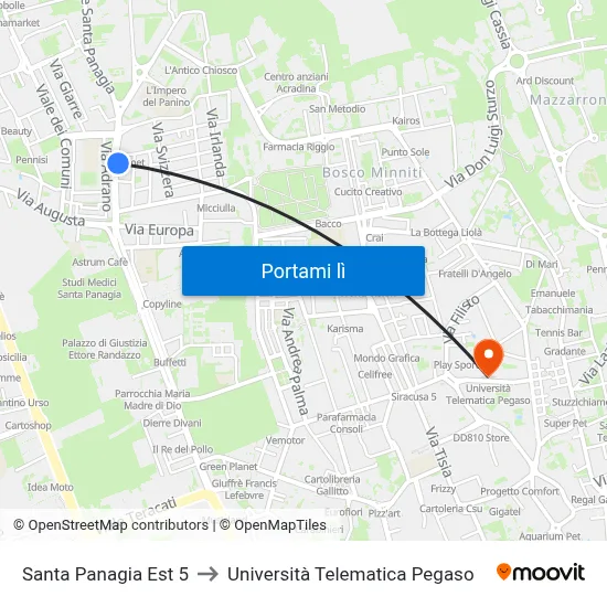 Santa Panagia Est 5 to Università Telematica Pegaso map
