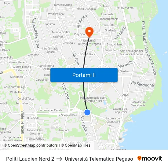 Politi Laudien Nord 2 to Università Telematica Pegaso map
