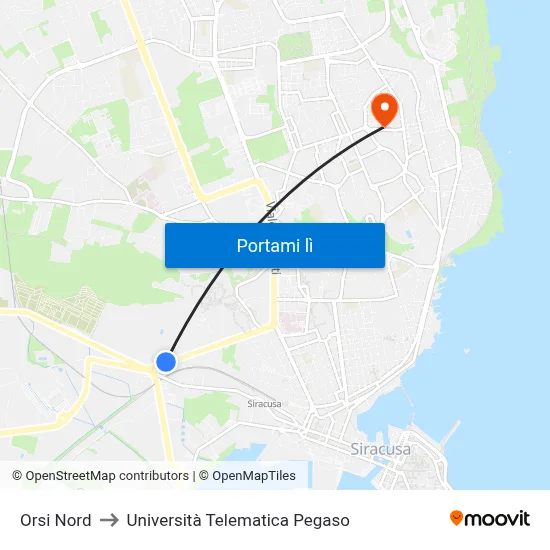 Orsi Nord to Università Telematica Pegaso map