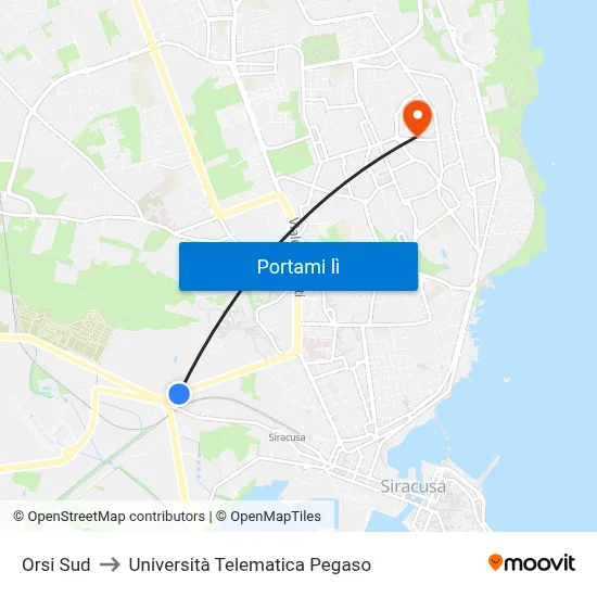 Orsi Sud to Università Telematica Pegaso map