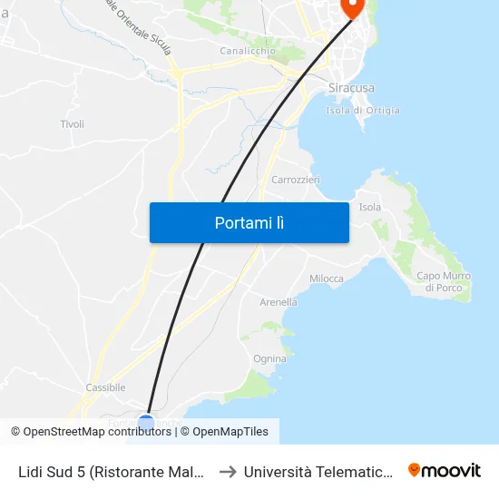 Lidi Sud 5 (Ristorante Malafemmina) to Università Telematica Pegaso map