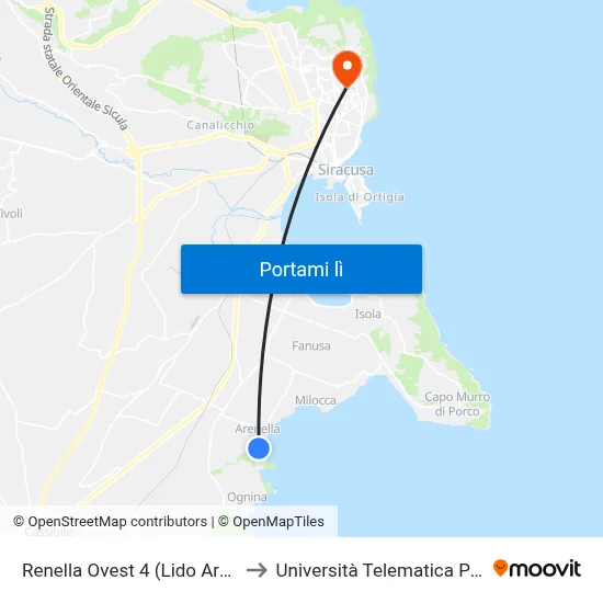 Renella Ovest 4 (Lido Arenella) to Università Telematica Pegaso map