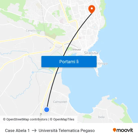 Case Abela 1 to Università Telematica Pegaso map