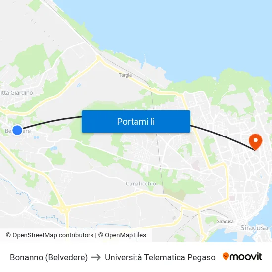 Bonanno (Belvedere) to Università Telematica Pegaso map