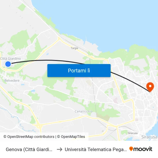 Genova (Città Giardino) to Università Telematica Pegaso map