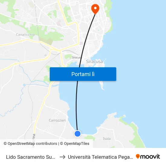Lido Sacramento Sud 6 to Università Telematica Pegaso map