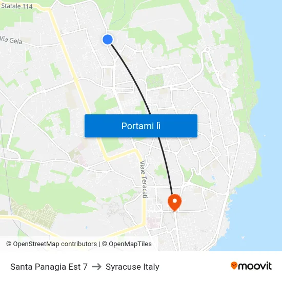 Santa Panagia Est 7 to Syracuse Italy map