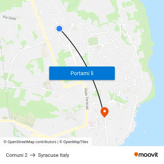 Comuni 2 to Syracuse Italy map