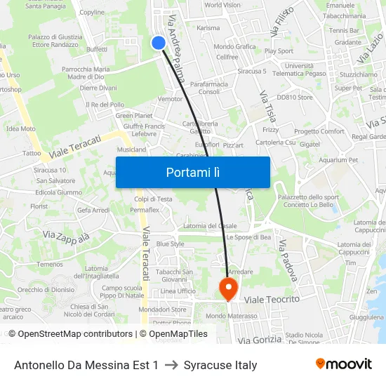 Antonello Da Messina Est 1 to Syracuse Italy map