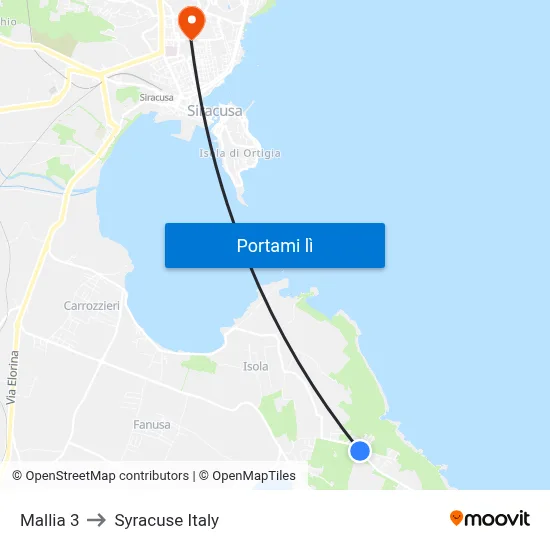 Mallia 3 to Syracuse Italy map