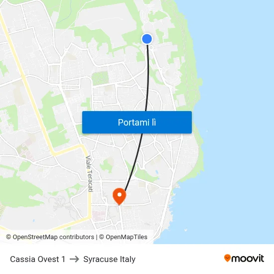 Cassia Ovest 1 to Syracuse Italy map