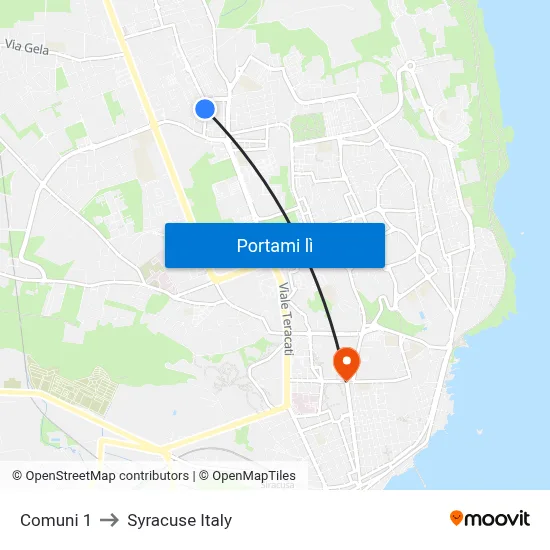 Comuni 1 to Syracuse Italy map