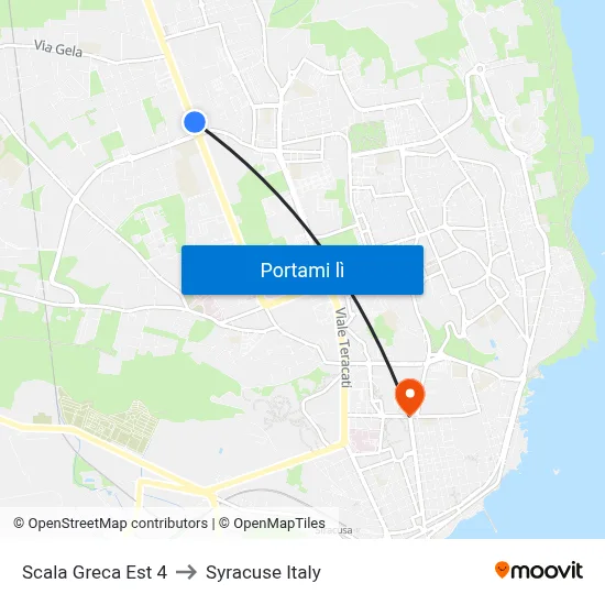 Scala Greca Est 4 to Syracuse Italy map