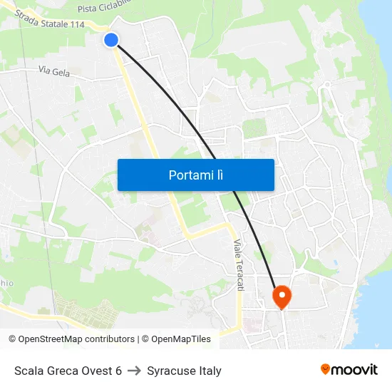 Scala Greca Ovest 6 to Syracuse Italy map