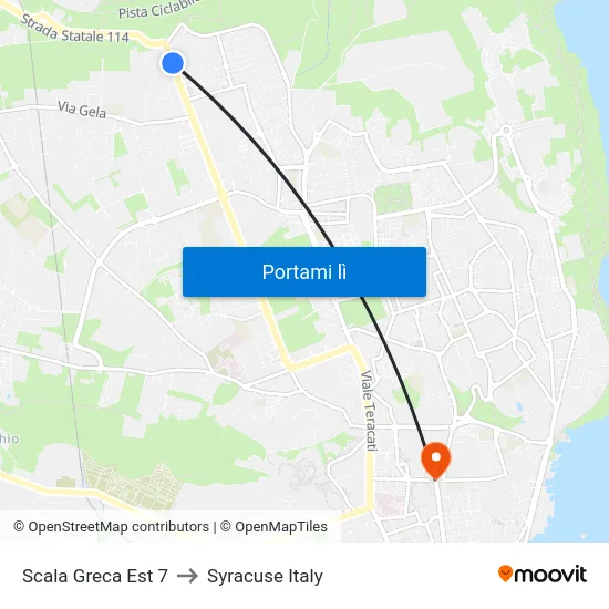 Scala Greca Est 7 to Syracuse Italy map