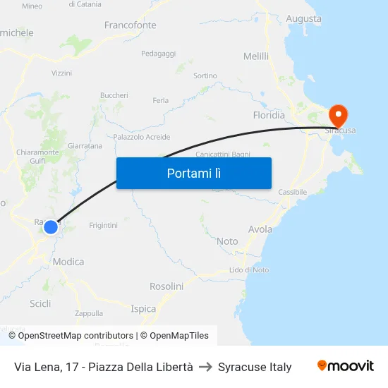 Via Lena, 17 - Piazza Della Libertà to Syracuse Italy map