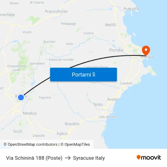 Via Schininà 188 (Poste) to Syracuse Italy map