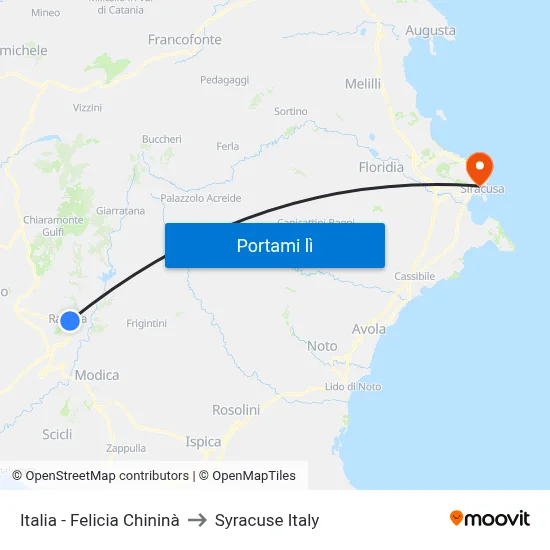 Italia - Felicia Chininà to Syracuse Italy map